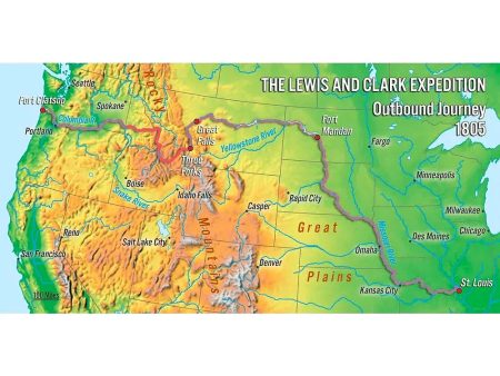 Lewis and Clark Expedition Map - 3D Action Lenticular Postcard Greeting Card - Oversize Discount