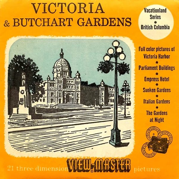 Victoria & Butchart Gardens - Canada - Vacationland Series -  View-Master - Vintage -  3 Reel Packet - 1950s views - (PKT-VICT-S3D) Cheap