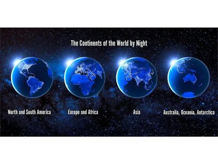 Continents of World by Night - 3D Lenticular Oversize-Postcard Greeting Card - NEW Supply