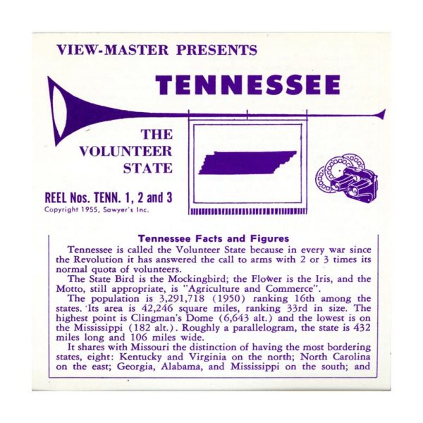 Tennessee -View-Master 3 Reel Packet - 1950s views - vintage - (TN123-S3) Online