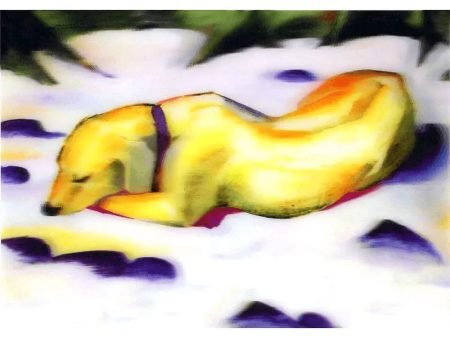 Franz Marc - Dog Lying in the Snow - 3D Lenticular Postcard Greeting Card - NEW For Cheap