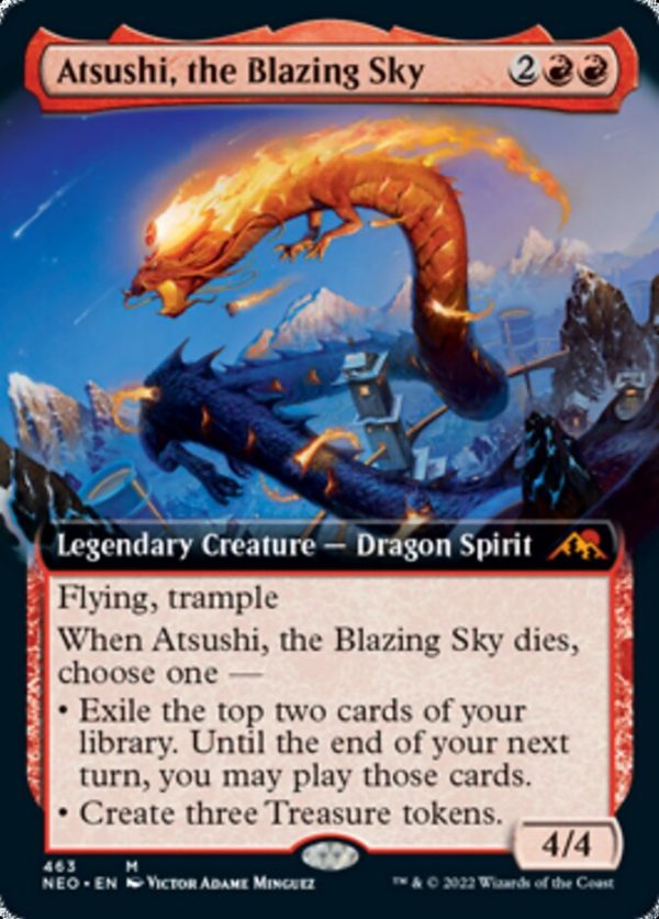 Atsushi, the Blazing Sky (Extended Art) [Kamigawa: Neon Dynasty] on Sale