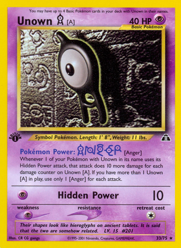 Unown [A] (33 75) [Neo Discovery 1st Edition] For Cheap