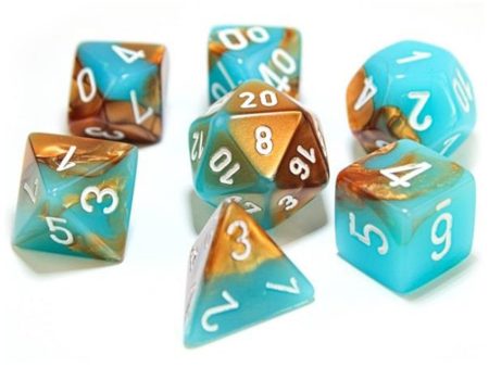 Chessex 7 Die Set - Gemini Copper-turquoise white Hot on Sale