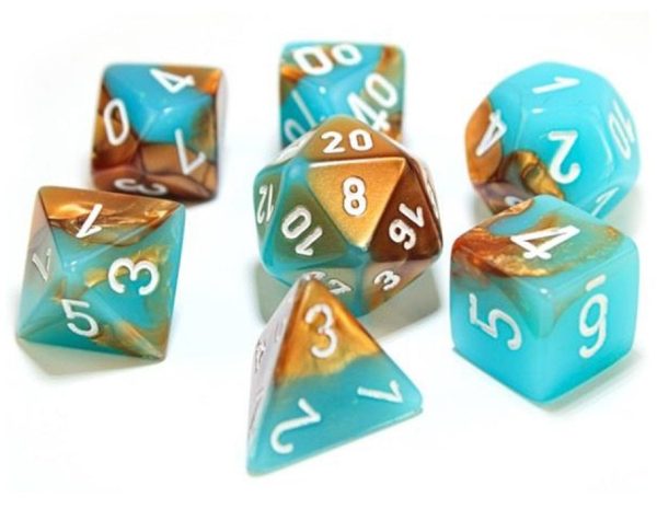 Chessex 7 Die Set - Gemini Copper-turquoise white Hot on Sale