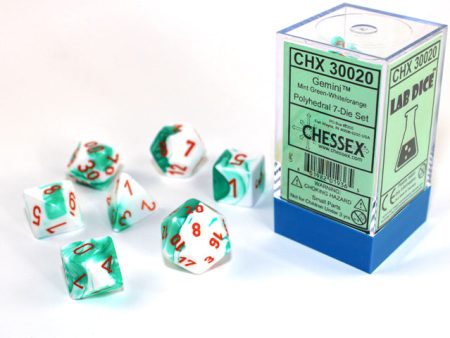 Chessex 7 Die Set - Gemini Mint Green-white orange Cheap